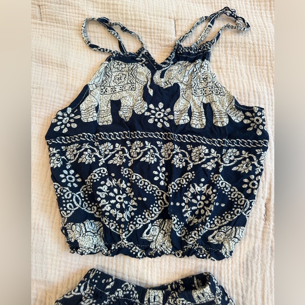 2-3t elephant thin airy jumpsuit set